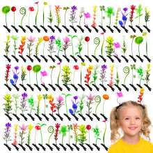 100 Pçs Clips de Cabelo Broto, Acessórios de Cabelo em Estilo Diverso, Grampos de Plantas Divertidos