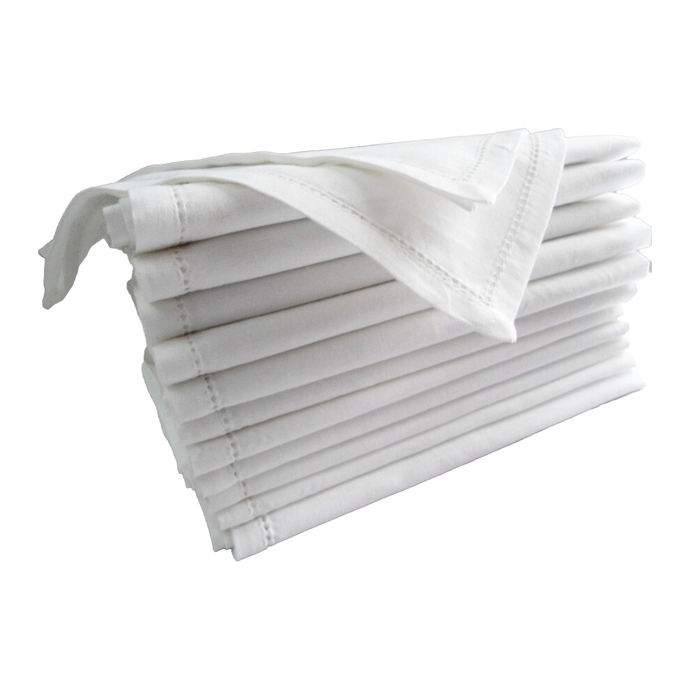 Serviettes de table 100 % coton blanc 20 x 20 cm, douces et cousues, idéales pour les fêtes de Noël, les mariages, les restaurants, Thanksgiving,