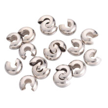 100pcs 6mm 0.24 Inch Crimp Beads Knot Cover 18k Platinum Plated Copper Brass for Jewelry Craft Making CF108-6