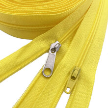 10Yards Bulk Zippers #3 Nylon Coil Zippers by The Yard with 15pcs Auto-lock Zipper Sliders and 10pcs Silver Pulls for Sewing Crafts Bages(#3 Lemon Yel