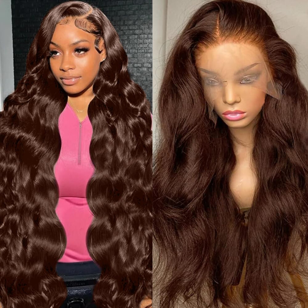 Abbildung 13X6 Chocolate Lace Front Wig Human Hair Hd Transparent Body Wave Lace Front Wigs Human Hair Pre Plucked Glueless Frontal Wig Human Hair 1 Brown
