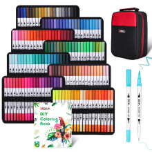 160 de culori Duo Tip Brush Markers ZSCM Set pixuri colorate cu vrf de pensula fin cu geanta de pnza Cadouri pentru femei Car?i de colorat pent