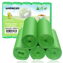 2 Gallon Compostable Trash Bags Small Biodegradable Garbage Bags 7.5 Liters Wastebasket Trash Liners for Bathroom Office Bedroom Green 100 Counts