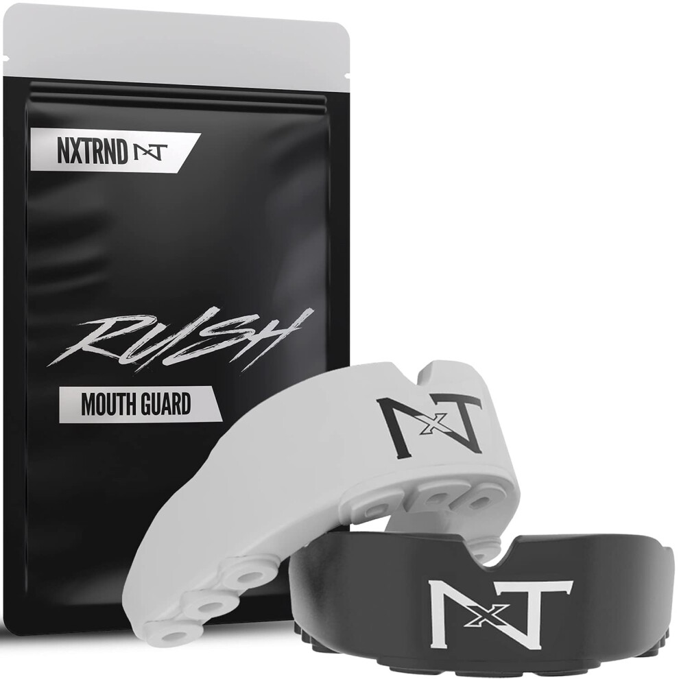 Nxtrnd Rush - Paradenti Per Boxe E Altri Sport, Confezione Da 2, Colore: Bianco E Nero-image