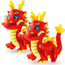 2 stuks Chinese draak pluche 2025 Jaar van de draak knuffel pluche Chinees Nieuwjaar pluche decoratie mascotte pop knuffels voor lentefestival bedtij
