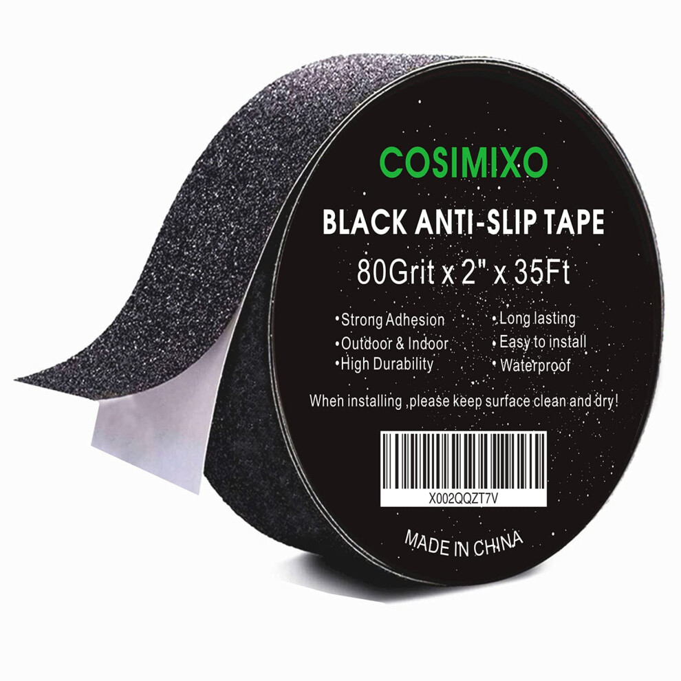 2 X 35Ft Black Heavy Duty Anti Slip Tape For Stairs Outdoorindoor Waterproof Grip Tape Safety Non Skid Roll For Stair Steps Traction Tread Staircases 7592870670900