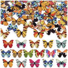 200 buc nasturi fluturi din lemn pentru me?te?uguri DIY, vintage, fluture din lemn, nasturi dragu?i cu animale pentru cusut, 1 inch, colora?i, 2