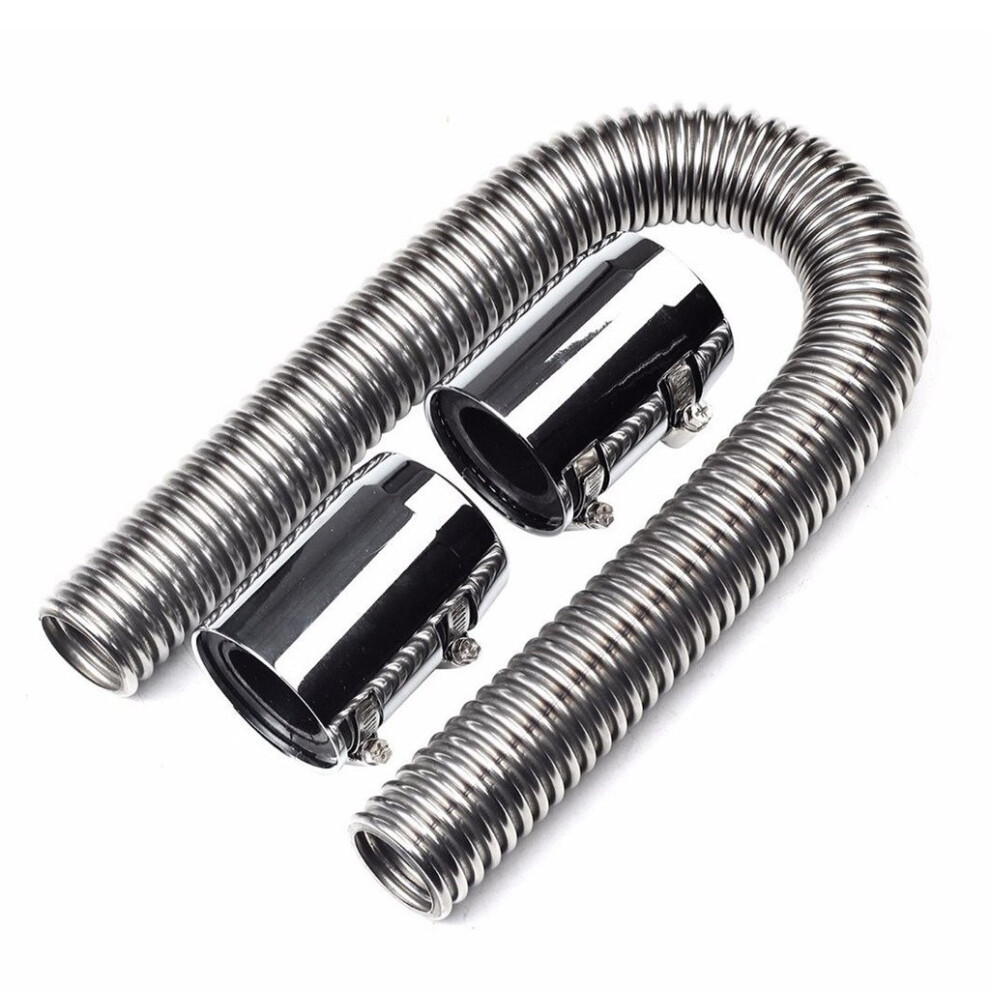 24"""" Stainless Steel Radiator Flexible Coolant Water Hose Kit With Caps Universal 6113229393571