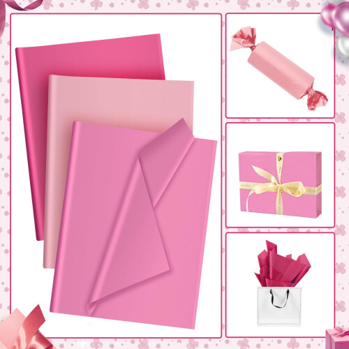 30 Folhas de Papel de Seda Rosa para Embalagem de Presentes, Decoração de Sacolas 2