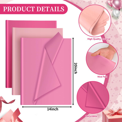 30 Folhas de Papel de Seda Rosa para Embalagem de Presentes, Decoração de Sacolas 1