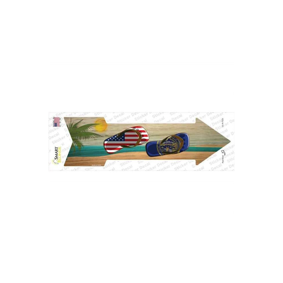 Smart Blonde A-722S-M Us & Nebraska Flag Flip Flop Novelty Arrow Sticker Decal - Medium 792636338496