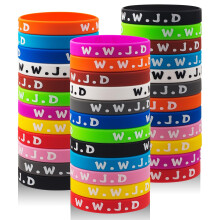 36Pcs WWJD Rubber Bracelets Colorful What Would Jesus Do Silicone Wristbands for Men Women Party Favors Christian Jesus wwjd Inspirational Bracelet Mo