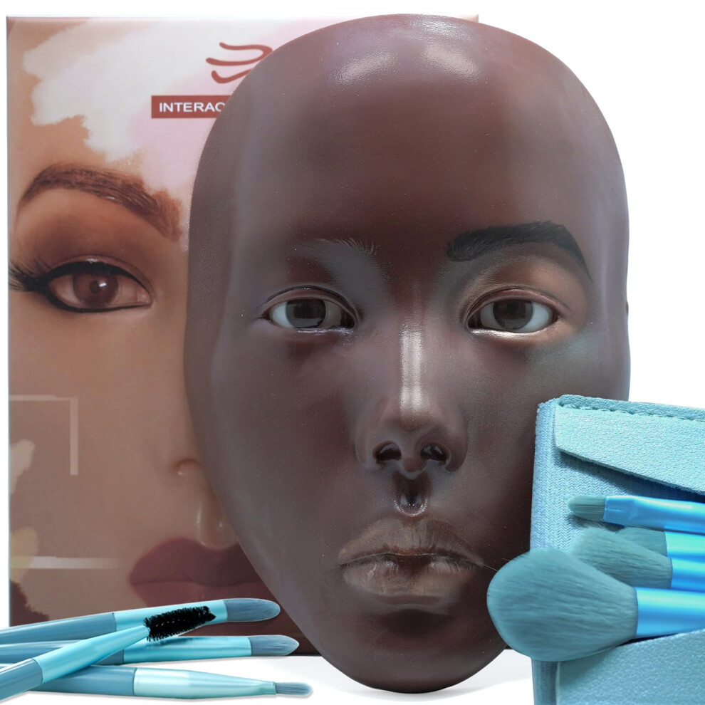 Getpuchra 3D Makeup Practice Face Board Silicone Makeup Mannequin Face Reusable Beginner Practice Eye Makeup Face Eye Fake Silicone Makeup Artist Full Face