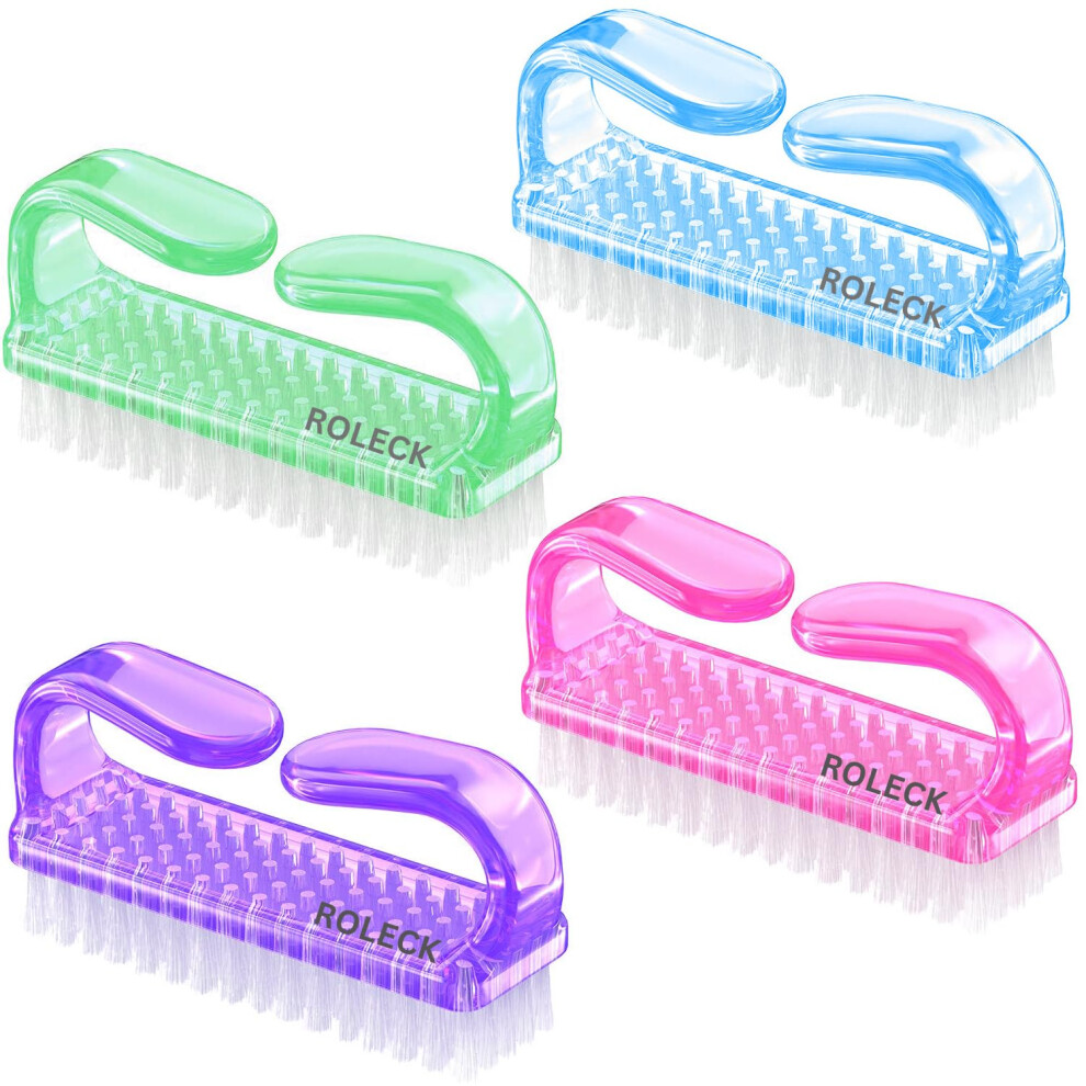 4 Pcs Nail Brush for daily Use - 4 Different Kinds of Fingernail brush with Plastic Handle Nail brush for cleaning Fingernails - Easy to use Nail Scru
