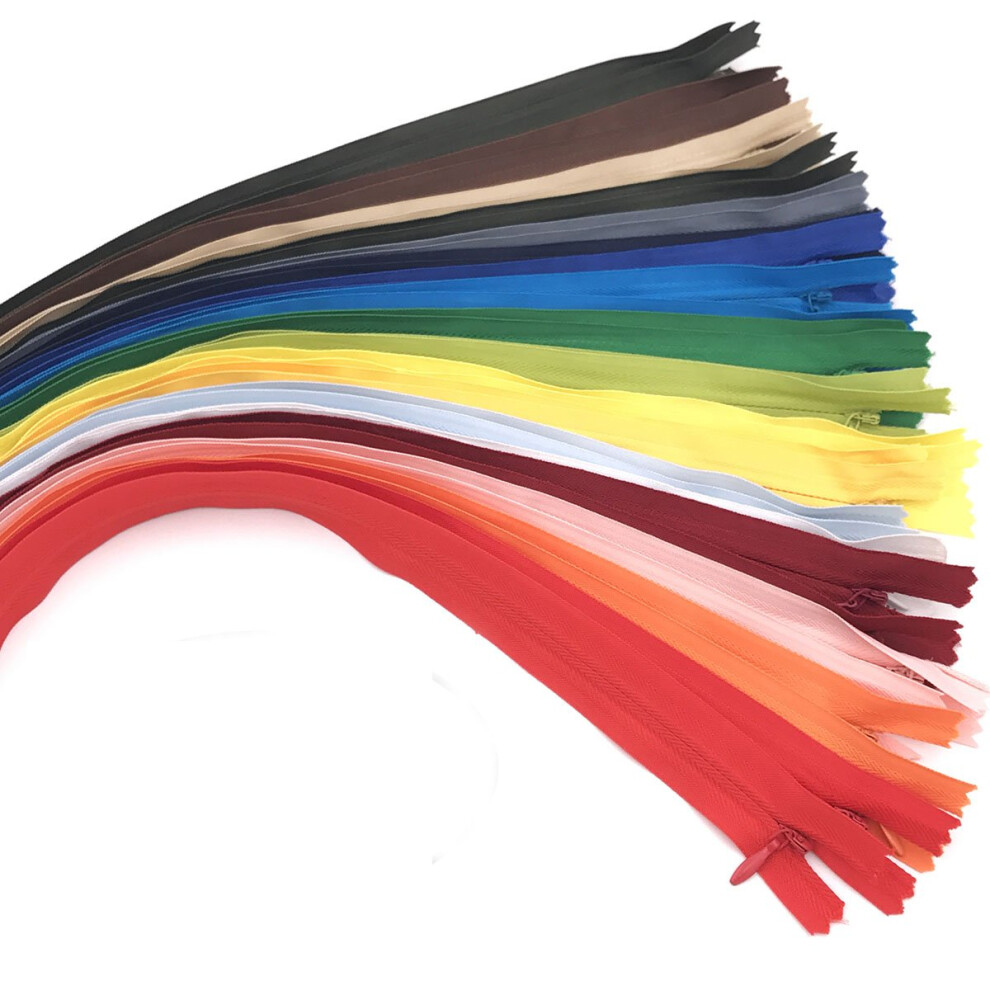 40 Stuck Unsichtbarer Nylon-Reissverschluss, Schneider-Nahzubeh R Zum Selbermachen Fur Kleidungsstucke/Taschen/Heimtextilien (50,8 Cm, Gemischte F-image