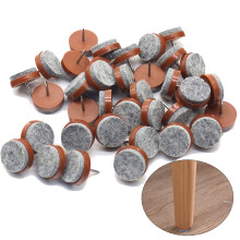 40pcs Round Heavy Duty Nail-on Felt Pad for Furniture Chair Table Leg Feet Floor Protectors Slide Smoothly (Brown Pad Diameter 28mm)