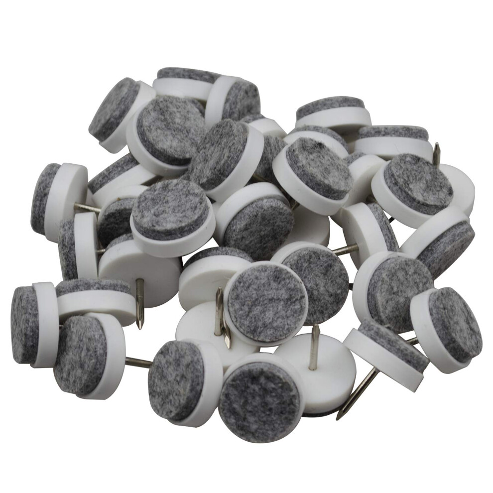 40Pcs Round Heavy Duty Nail-On Felt Pad For Furniture Chair Table Leg Feet Floor Protectors Slide Smoothly White Pad Diameter 18Mm 734010571402