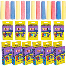 4E's Novelty Sidewalk Chalk Party Favors for Kids. 12 Boxes With 3 Jumbo Chalk In Each Box Bulk Sidewalk Chalk Individual Packs for Kids Spring Sum