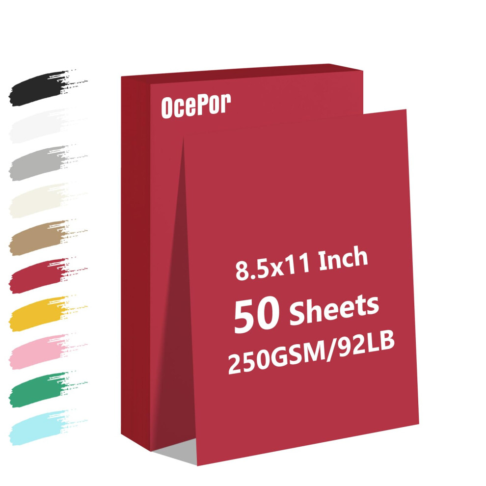 50 Fogli Di Carta Cartoncino Rossa Per San Valentino, Carta Per Stampante Colorata, 8,5 X 11, Cartoncino Spesso Per Lavori Artigianali, Album, St-image