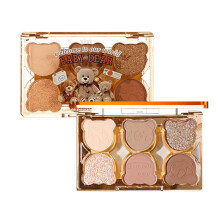 Paleta de Sombras de Olhos 6 Cores Matte & Shimmer, Sombras Misturáveis e Longa Duração