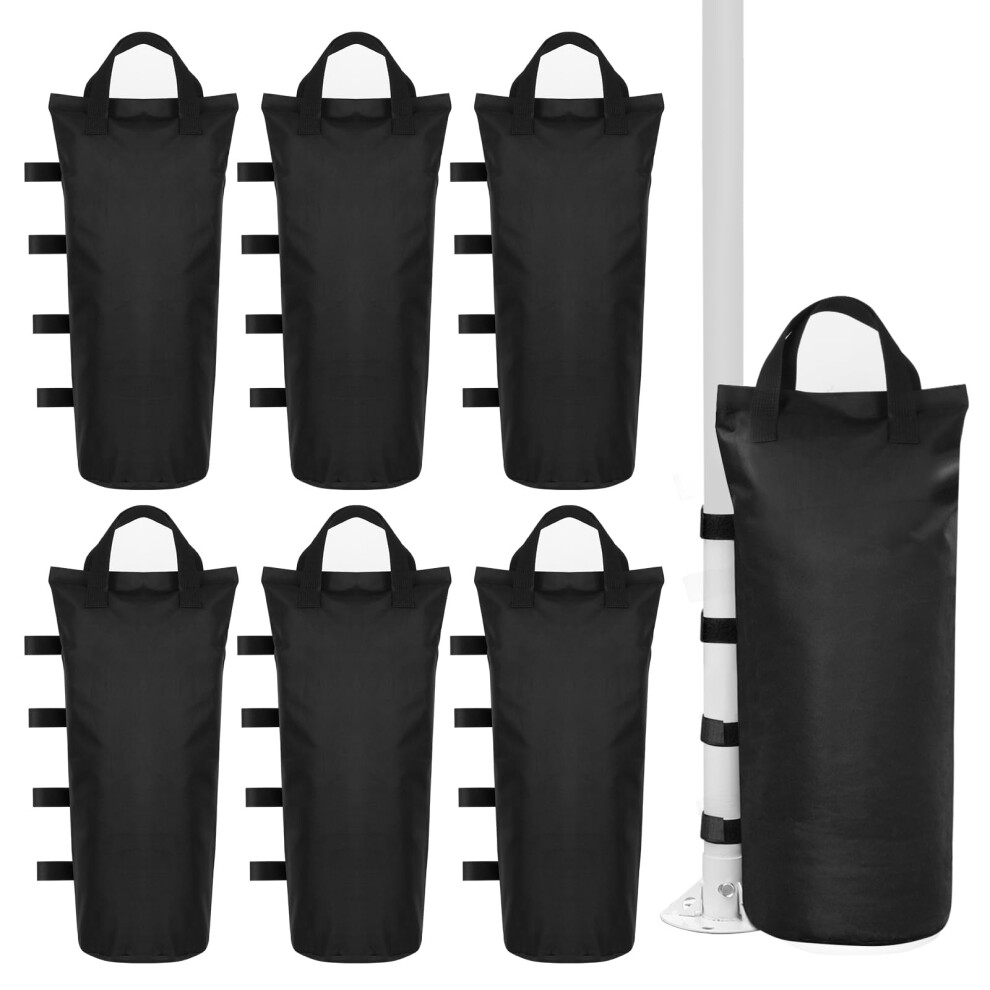 Lot de 6 sacs de sable pour auvent, noirs, 75 kg, grand cadre de support pour auvent, sac de sable fixe, sac de sable coupe-vent pour abri solair