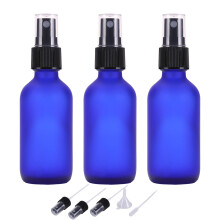 60ml Frosted Blue Glass Spray Bottles Small Empty Fine Mist Perfume Refillable Reusable Travel Spray Bottle for Essential Oils/Hair/Aromatherapy/