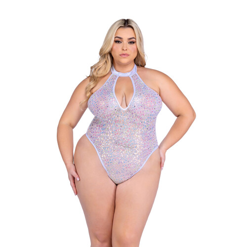 6431 - Sequin Fishnet Keyhole Romper 2
