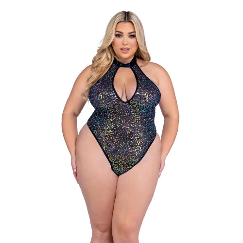 6431 - Sequin Fishnet Keyhole Romper 2