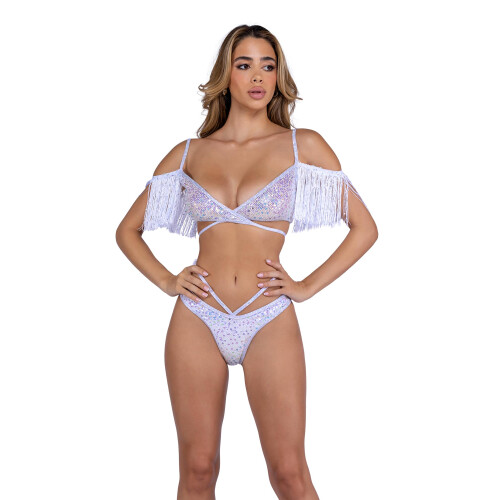 6438 - Sequin Fishnet Strappy Shorts 1
