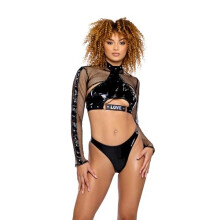 6502 - Pride Cropped Vinyl Halter Neck Top
