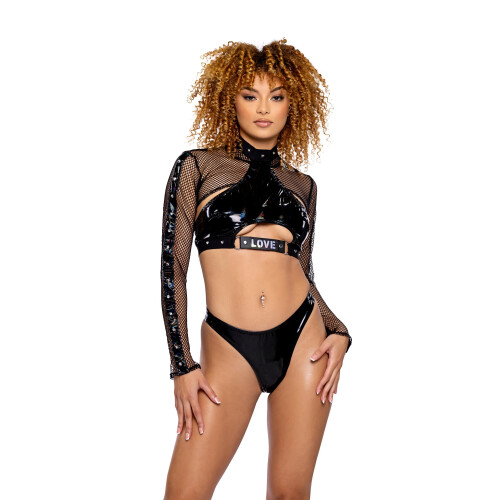 6502 - Pride Cropped Vinyl Halter Neck Top