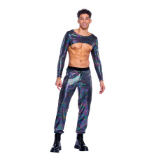 6531 - Rainbow Shimmer Camouflage Lang?rmet Crop Top