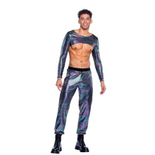 6531 - Rainbow Shimmer Camouflage Lang?rmet Crop Top