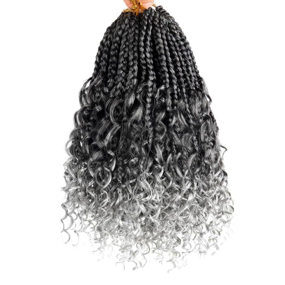 Julen 8 Packs Boho Box Crochet Braids Pre Looped With Curly Ends - 8 Inch Goddess Bohemian Box Braids Crochet Hair For Black Women Synthetic 3X Boho Braids