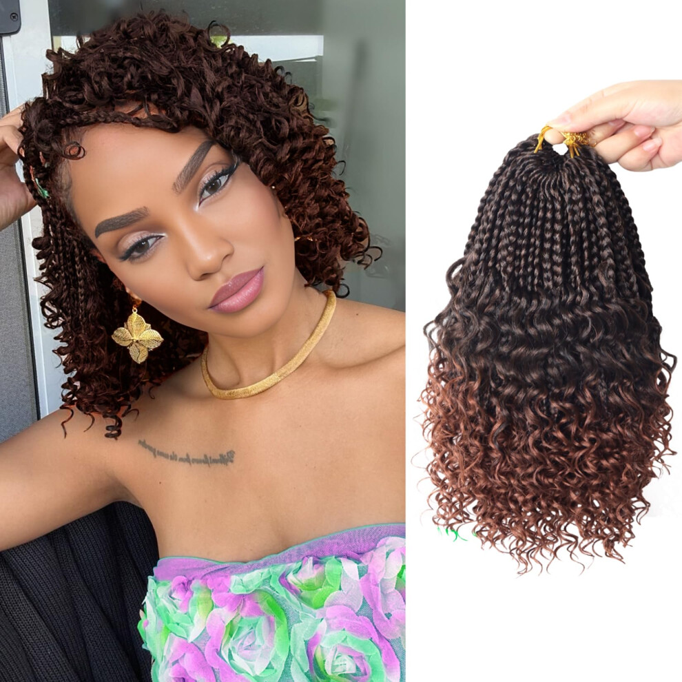 Julen 8 Packs Boho Box Crochet Braids Pre Looped With Curly Ends - 8 Inch Goddess Bohemian Box Braids Crochet Hair For Black Women Synthetic 3X Boho Braids