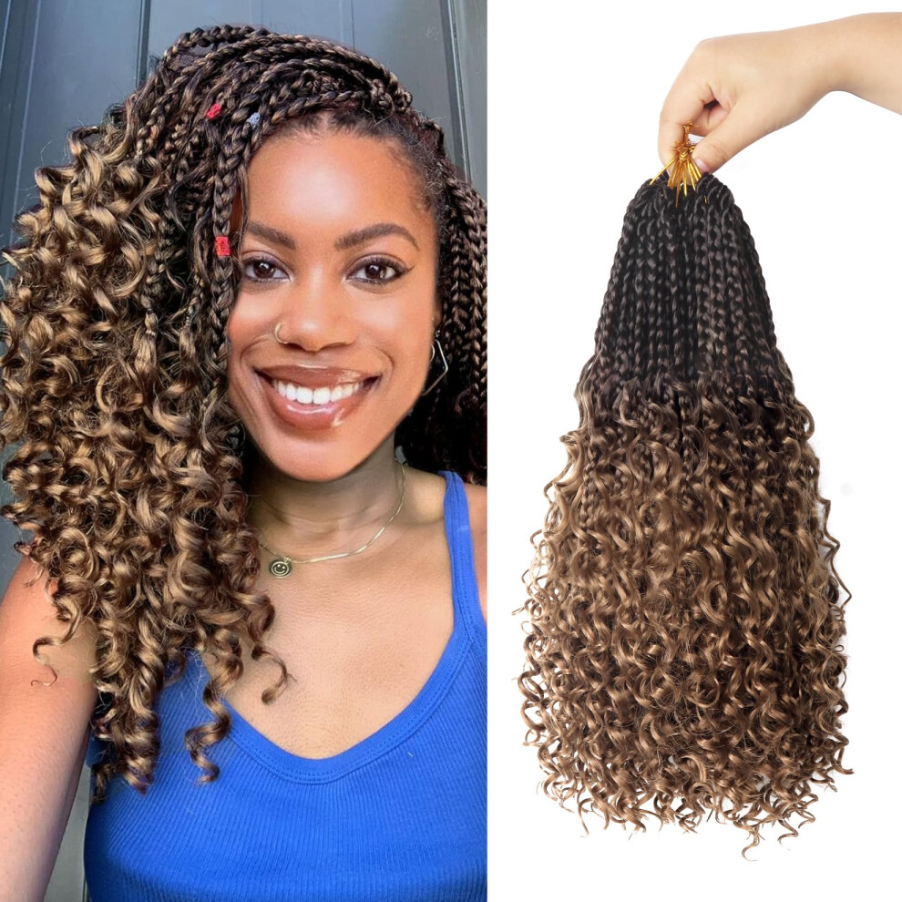 Julen 8 Packs Goddess Box Braids Crochet Hair For Black Women 14 Inch - Boho Knotless Box Braids Crochet Hair Pre Looped Synthetic Braiding Hair Extensions