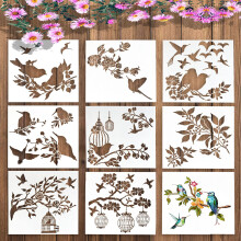 9 STKS Vogels stencils voor schilderen-grote vliegende vogel stencil-herbruikbare vogel boomtakken stencil-vogel bloem blad tekening vogel stencils v