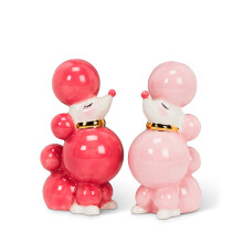 Abbott Collection 27-PINKIE-518 Salz- und Pfefferstreuer-Set mit rosa Pudel, 8,9 cm hoch, Pink