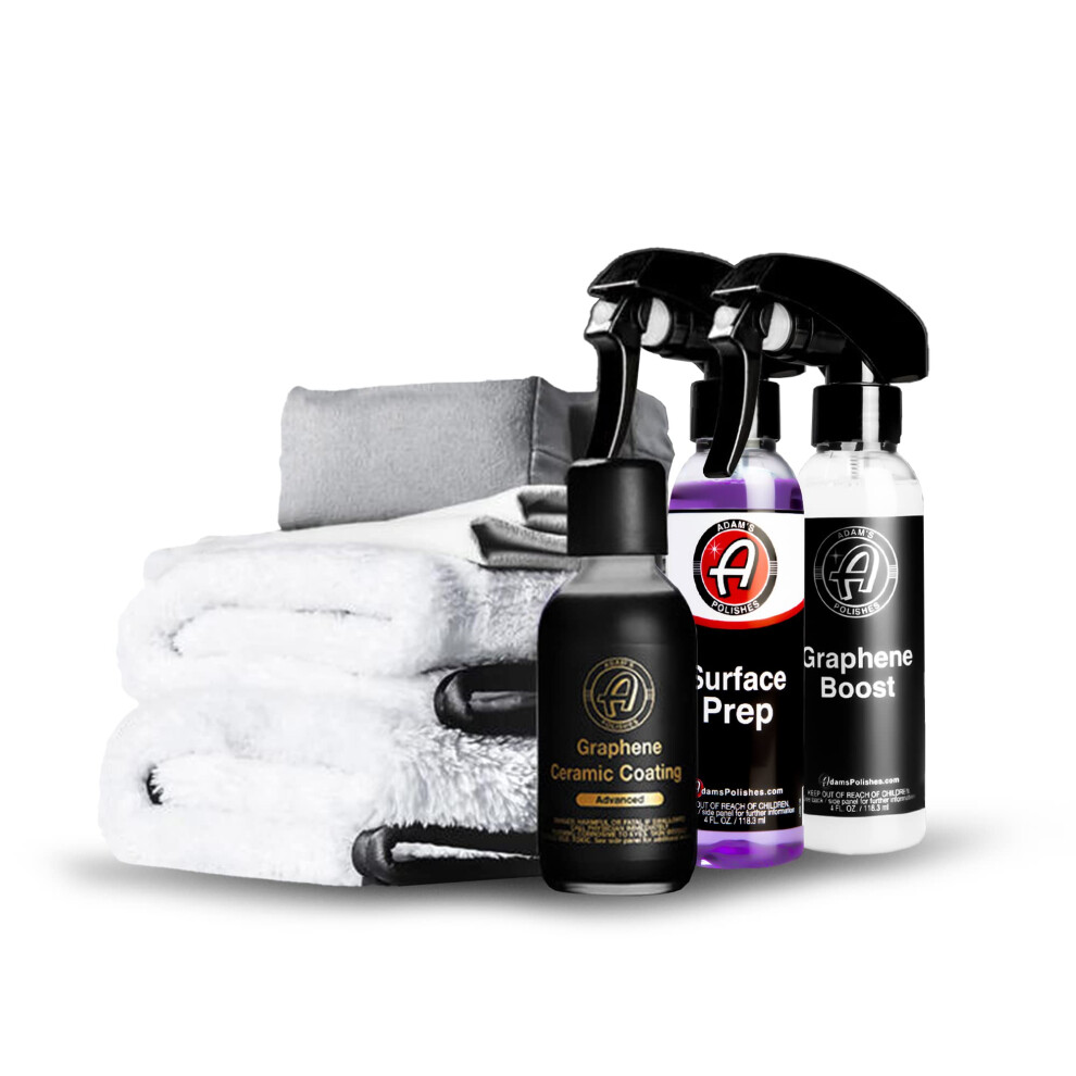 Adams Advanced Graphene Ceramic Coating Kit - 10H Graphene Coating for Car Detailing Professionals 9+ Years of Protection & Patented UV Glow Technolo