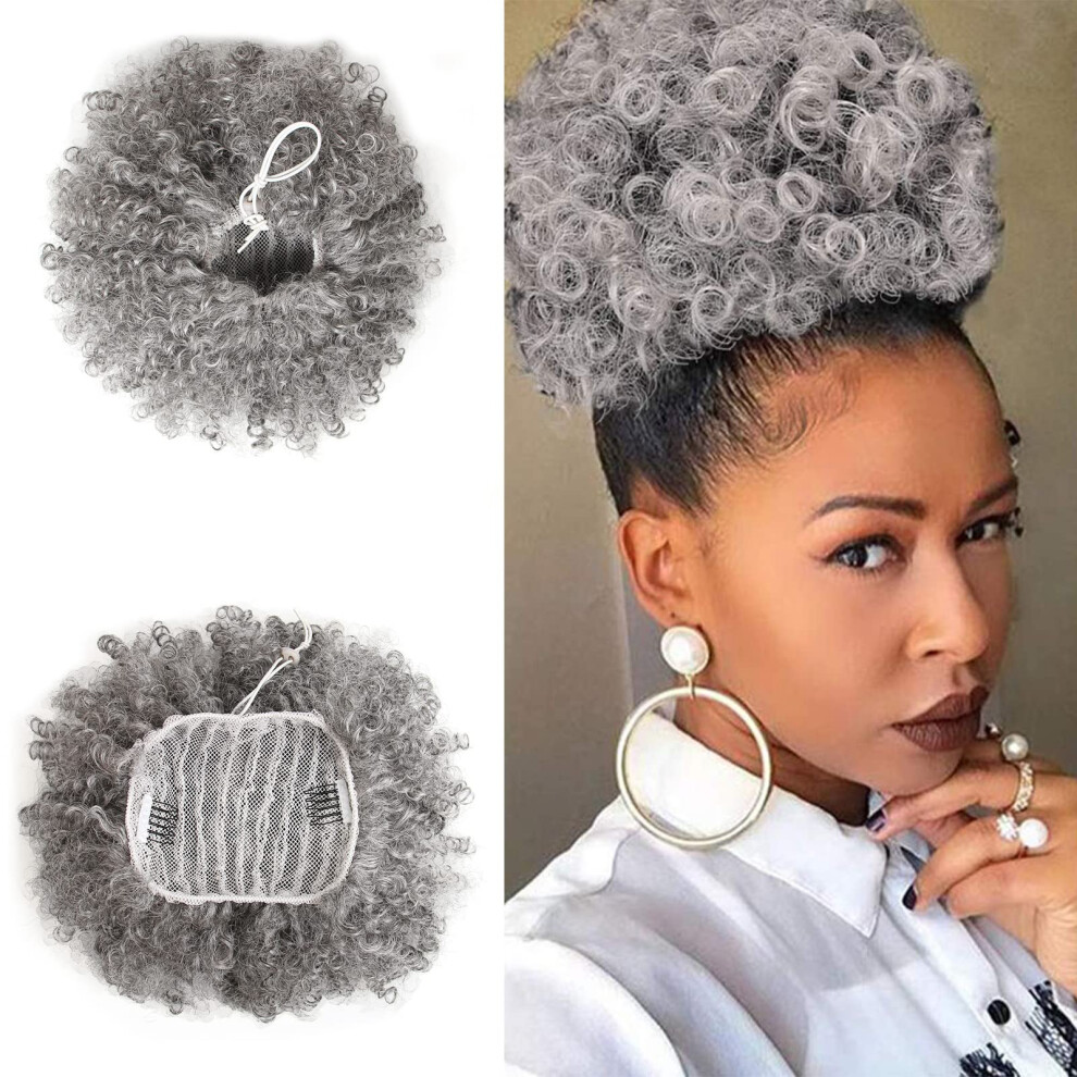 Starsplus Unisex Afro Puff Kinky Curly Drawstring Ponytail Extension For Women Afro Drawstring Ponytail Kinky Curly Ponytail Drawstring Afro Puffs Synthetic Curly Pony