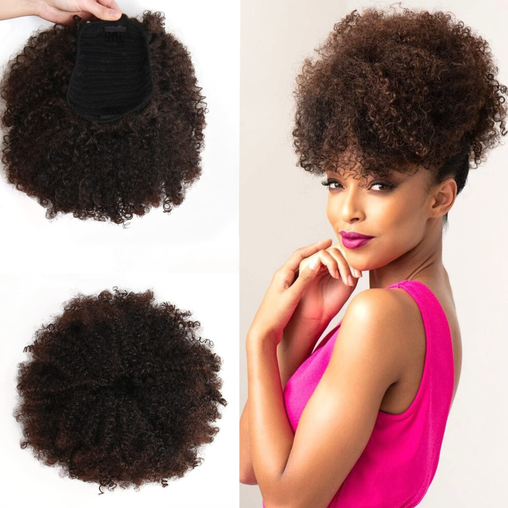 Starsplus Unisex Afro Puff Kinky Curly Drawstring Ponytail Extension For Women Afro Drawstring Ponytail Kinky Curly Ponytail Drawstring Afro Puffs Synthetic Curly Pony
