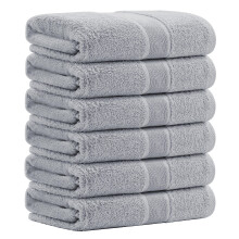 Aibaser Badhanddoeken, 27x54inch - Natuurlijke, Ultra Absorberende Handdoeken voor Badkamer, Reizen, Gym, Douche en Spa (6-delige set) (Lichtgrijs)