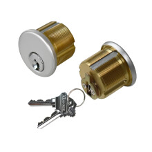 AIsecure Brass Mortise Cylinder with 2 Keys for SC Keyway Standard Commercial Door Lock Cylinder Keyed Alike for Storefront Doors Lock Replacements 2