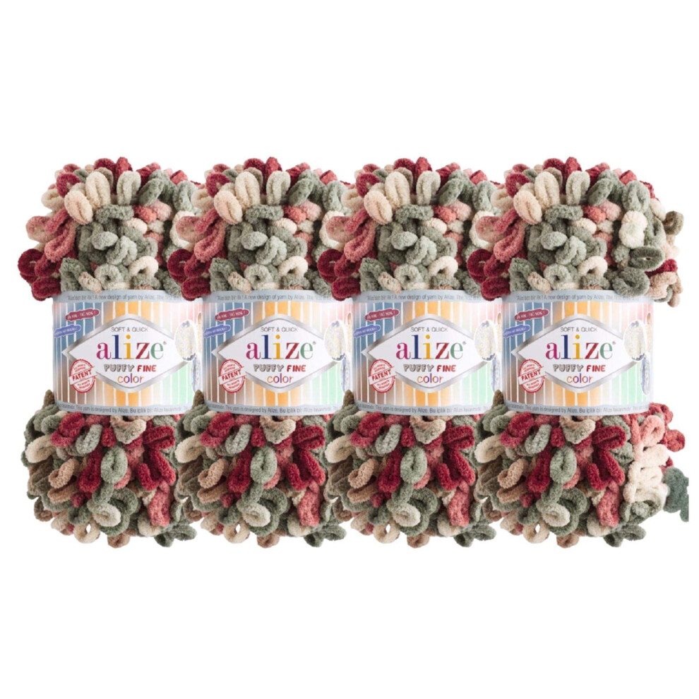 Alize Puffy Fine Color Baby Blanket Small Loop 100% Micropolyester Soft Yarn Lot Of 4Skn 400Gr 64Yds (6039)