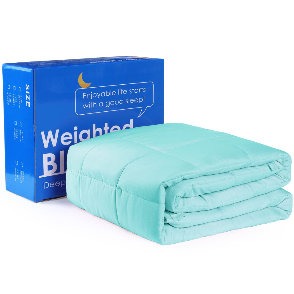 Alomidds Weighted Blanket For Adults Queen Size Breathable Microfiber Material Heavy Blanket With Glass Beads (60""""X80"""" 20Lbs Sea Grass)