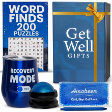 Amabeen Get Well Bask Panier-cadeau pour les hommes avec isolater Massageur du livre de puzzle de tumbler - Package de soins hospitaliers pour la