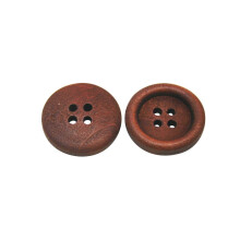 Amanaote Brauner Holzknopf, rund, 20 mm Durchmesser, mit 4 Lchern, zum Basteln, Nhen, Heimwerken, 50 Stck