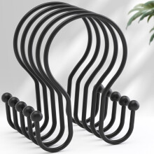 AmazerBath bruseforh?ngskroge Sorte bruseforh?ngsringe Simple dobbeltkrog bruseforh?ngskroge Rustsikre Glat robust metal brusekroge til bruseforh