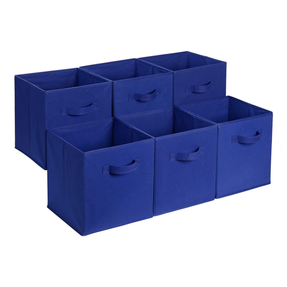 Amazon Basics collapsible Fabric Storage cube Organizer with Handles  13 x 13 x 13 Inch  Navy Blue - Pack of 6