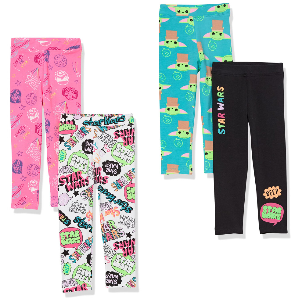 Amazon Essentials Disney  Marvel Frozen  Princess Toddler girls Leggings (Previously Spotted Zebra)  Pack of 4  Neon  Star Wars child  2T